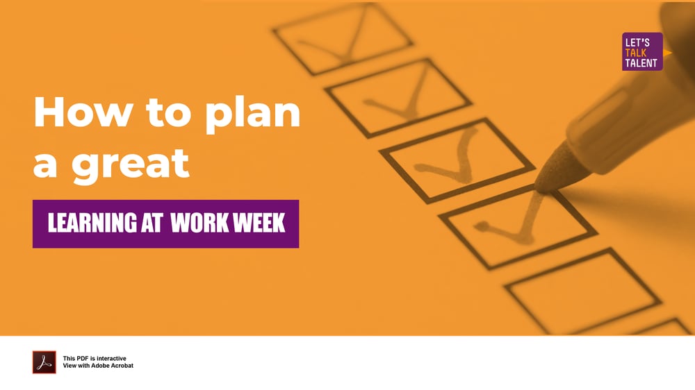 How to plan a great Learning at Work Week Checklist front cover- Lets Talk Talent